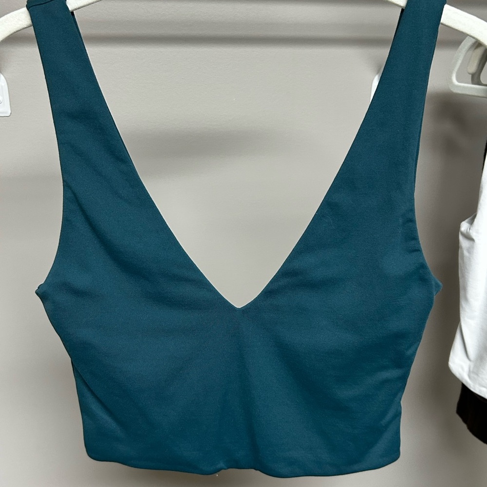 Babaton Teal V-Neck Crop Top